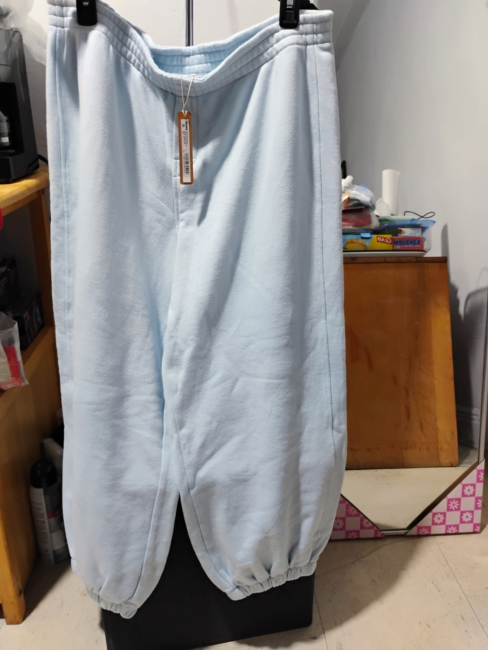Skims Drapey French Terry Cropped Low Rise Jogger-like Powder Blue Size: XL NWT